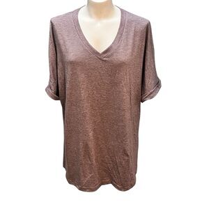 Casual V-Neck Brown Women's Boyfriend T-Shirt
